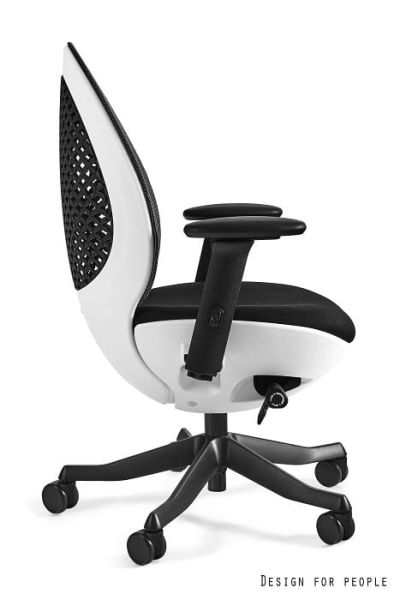 Fotel biurowy OVO - BIAŁY, SIATKA NW41 CHARCOAL/TKANINA BL418 BLACK