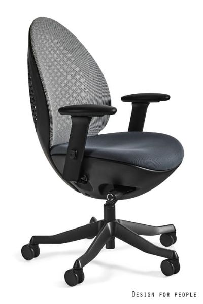 Fotel biurowy OVO - CZARNY, SIATKA NW42 SNOWY/TKANINA BL417 SLATEGREY