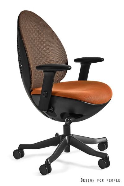 Fotel biurowy OVO - CZARNY, SIATKA NW45 MANDARIN/TKANINA BL405 MANDARIN