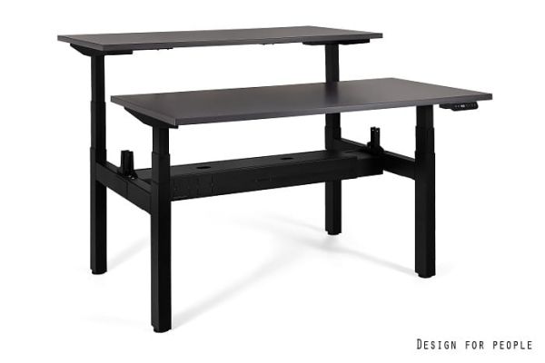 Biurko ACTIVE II - CZARNY - STELAŻ I BLAT - 2X(140X70 CM) - YZ-13 ANTRACYT