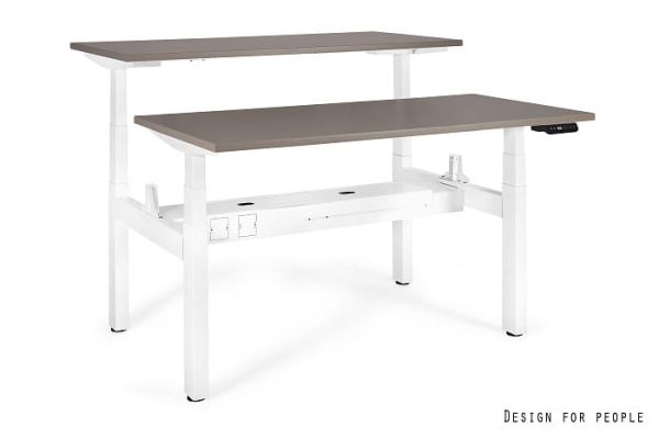 Biurko ACTIVE II - BIAŁY - STELAŻ I BLAT - 2X(140X70 CM) - YZ-14 BEŻOWY