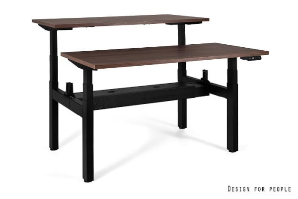 Biurko ACTIVE II - CZARNY - STELAŻ I BLAT - 2X(140X70 CM) - YZ-17 WALNUT