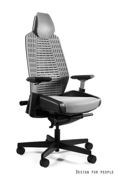 Fotel biurowy Ronin - Czarny/Elastomer TPE-8 Szary, Siatka RS02 Szara