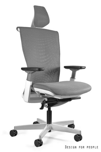 Fotel biurowy REYA - BIAŁY/SIATKA SZARA RS02