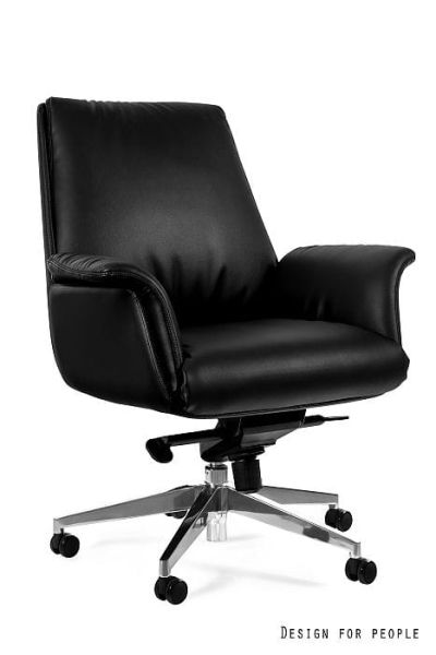 Fotel biurowy APUS LOW - SKÓRA NATURALNA HL-4 CZARNA