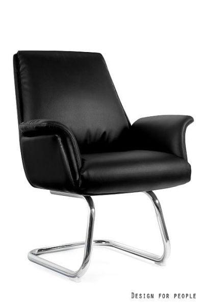 Fotel biurowy APUS SKID - EKO-SKÓRA PU-4 CZARNA