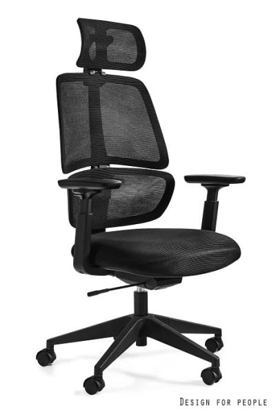 Fotel biurowy ERGO - SIATKA/TKANINA CZARNA