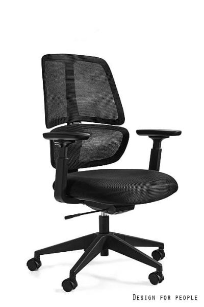 Fotel biurowy ERGO LOW - SIATKA/TKANINA CZARNA