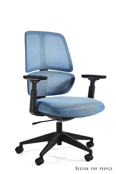 Fotel biurowy ERGO LOW - SIATKA/TKANINA NIEBIESKA