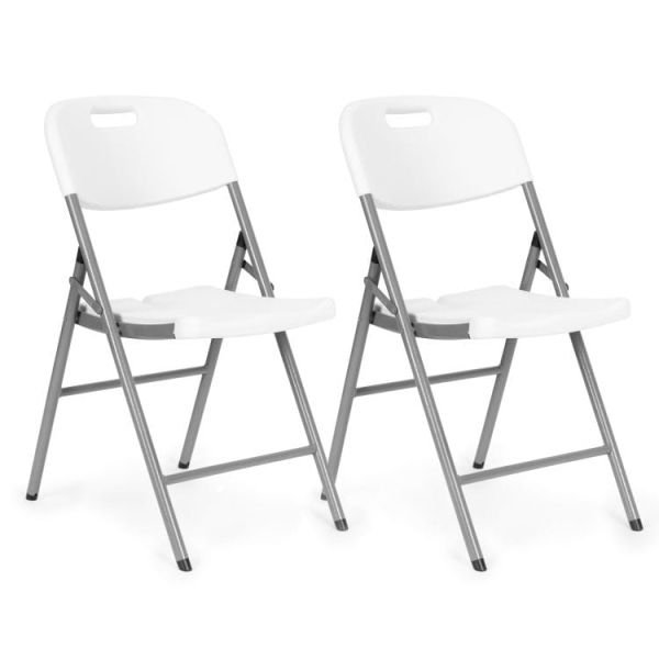 Komplet 2 krzeseł składanych zestaw tworzywo HDPE kolor biały krzesło