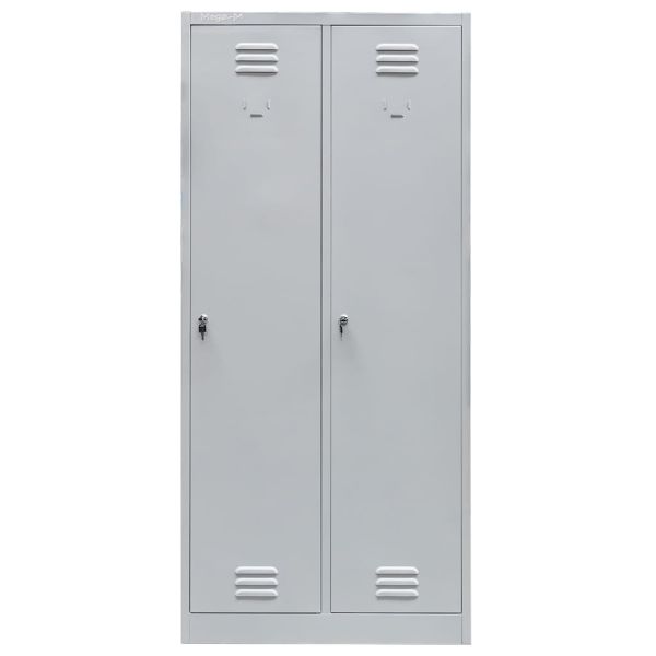 Szafka ubraniowa BHP Mega-M J-80 2 drzwiowa szara S-80 cm G-50 cm H-180 cm skręcana (wysyłka paletowa) N