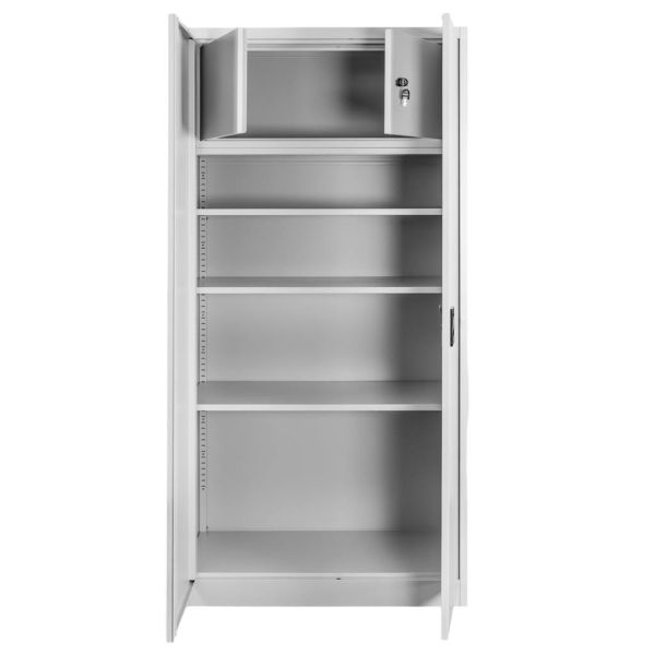 Szafa metalowa na dokumenty ze skarbczykiem Mega-M J-90 szara S-90 cm G-40 cm H-185 cm skręcana N