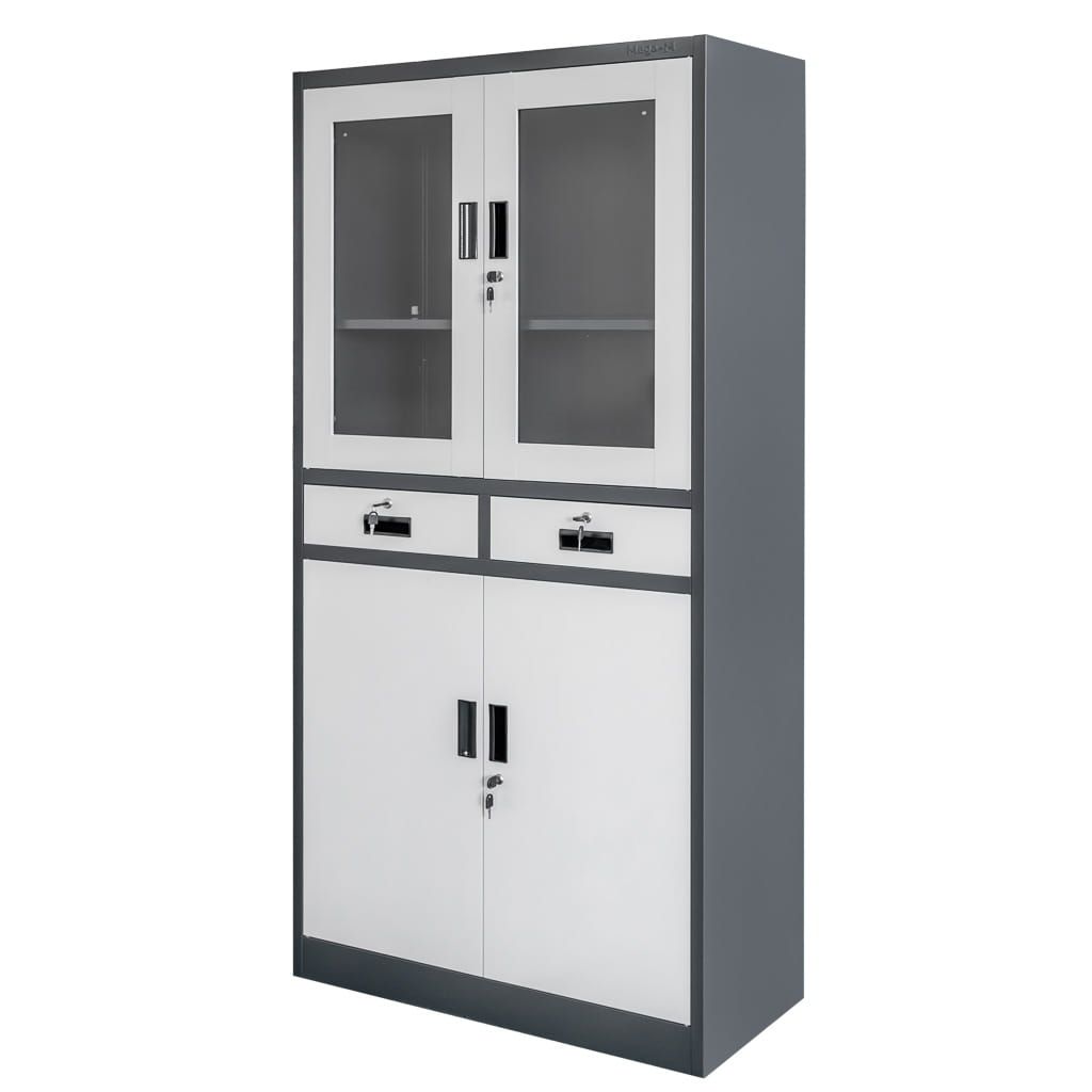 Szafa-biurowa-metalowa-na-dokumenty-Mega-M-WENUS-przeszklone-drzwi-2-szuflady-S-90-cm-G-40-cm-H-185-cm-grafitowa-szary-front-skrecana-10.jpg