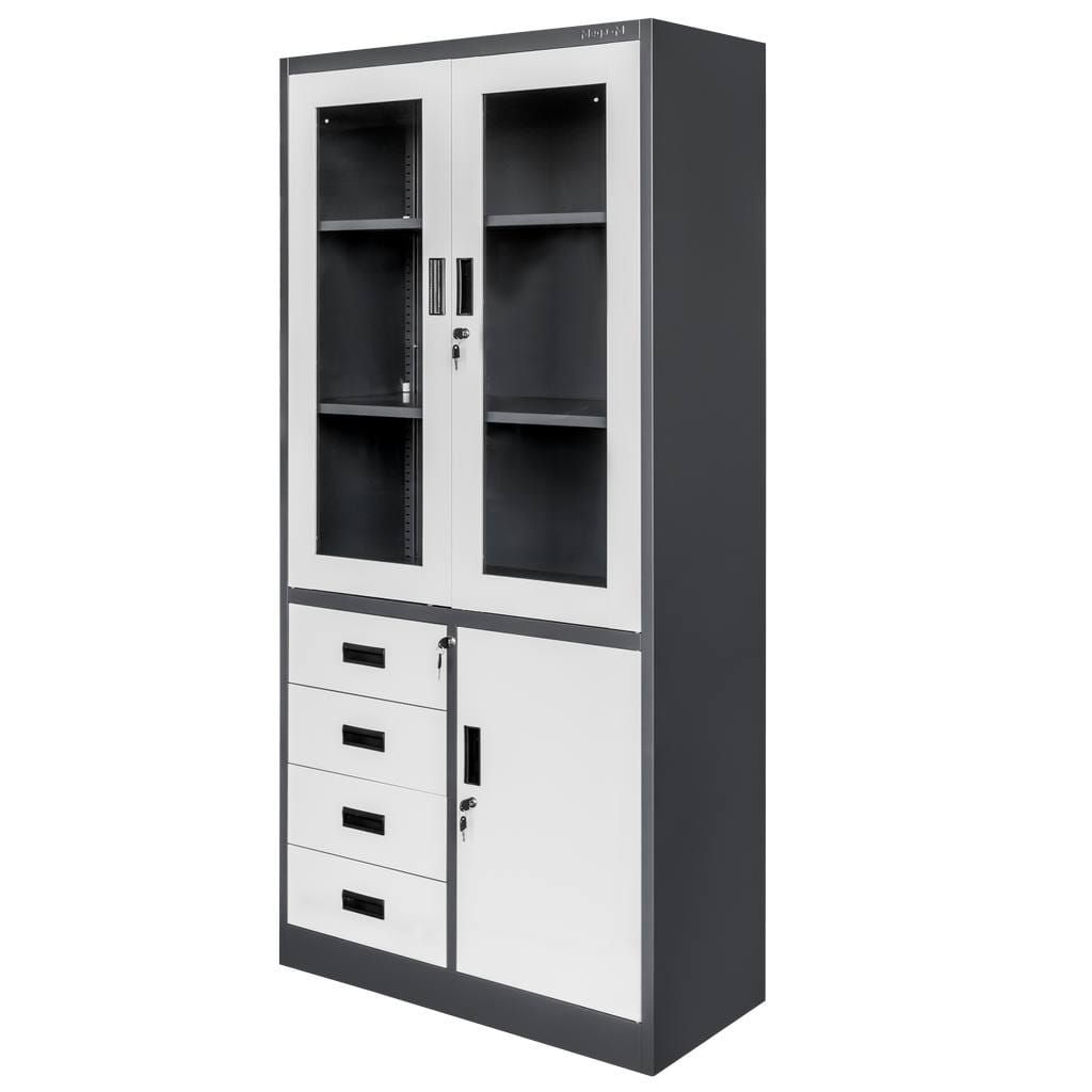 Szafa-biurowa-metalowa-na-akta-Mega-M-WENUS-przeszklone-drzwi-4-szuflady-S-90-cm-G-40-cm-H-185-cm-grafitowa-szary-front-9.jpg
