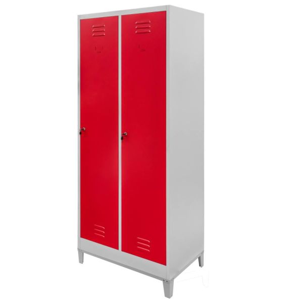 Szafka BHP ubraniowa na podstawie z nóżkami Mega-M pracownicza 2-drzwiowa z przegrodami S-80 