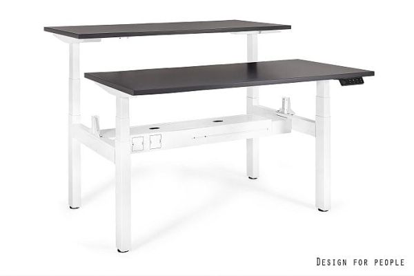 Biurko ACTIVE II - BIAŁY - STELAŻ I BLAT - 2X(140X70 CM) - YZ-13 ANTRACYT