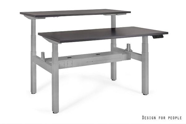 Biurko ACTIVE II - SZARY - STELAŻ I BLAT - 2X(140X70 CM) - YZ-13 ANTRACYT