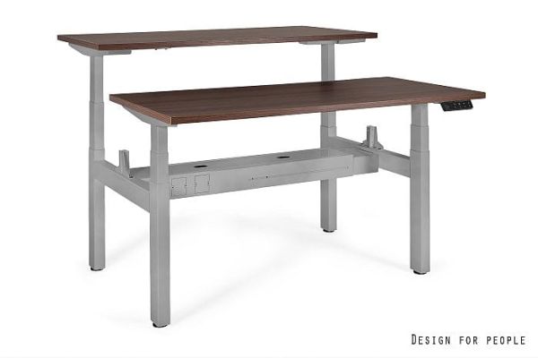 Biurko ACTIVE II - SZARY - STELAŻ I BLAT - 2X(140X70 CM) - YZ-17 WALNUT