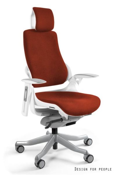 Fotel biurowy  WAU - BIAŁY/TKANINA PL02 BRICK