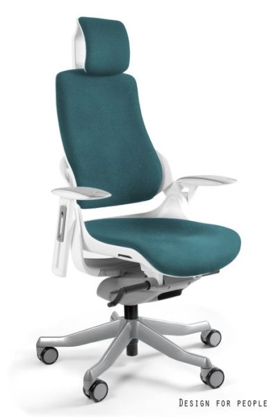 Fotel biurowy  WAU - BIAŁY/TKANINA PL04 TEAL