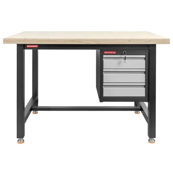 Stół warsztatowy z szafką narzędziową z 3 szufladami WERKBERG S-120 cm grafit/szary