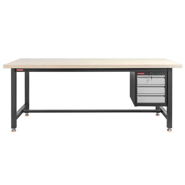 Stół warsztatowy z szafką narzędziową z 3 szufladami WERKBERG S-200 cm grafit/szary